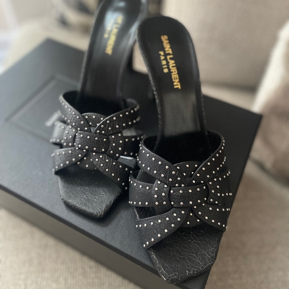 Saint Laurent Black Studded Women's Heels